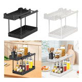 Maxbell Under Sink Organizer Rack Pull Out Storage Organizer for Kitchen Office Home Black