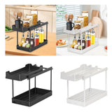 Maxbell Under Sink Organizer Rack Pull Out Storage Organizer for Kitchen Office Home Black