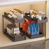 Maxbell Under Sink Organizer Rack Pull Out Storage Organizer for Kitchen Office Home Black