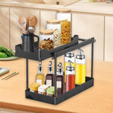 Maxbell Under Sink Organizer Rack Pull Out Storage Organizer for Kitchen Office Home Black