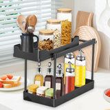 Maxbell Under Sink Organizer Rack Pull Out Storage Organizer for Kitchen Office Home Black