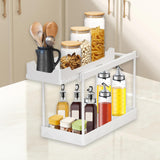 Maxbell Under Sink Organizer Rack Pull Out Storage Organizer for Kitchen Office Home Gray