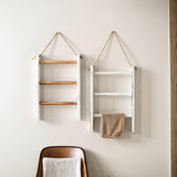 Maxbell Wood Towel Racks Hanging Ladder Hand Towel Rack for Farmhouse Hotel Bathroom White