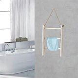 Maxbell Wood Towel Racks Hanging Ladder Hand Towel Rack for Farmhouse Hotel Bathroom White