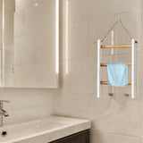 Maxbell Wood Towel Racks Hanging Ladder Hand Towel Rack for Farmhouse Hotel Bathroom Brown