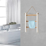 Maxbell Wood Towel Racks Hanging Ladder Hand Towel Rack for Farmhouse Hotel Bathroom Brown