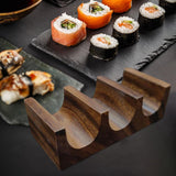 Maxbell Wooden Tacos Holder Multipurpose Divider Taco Platter for Counter Restaurant Triple