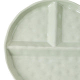 Maxbell Serving Platter Easy to Fill Practical 3 Compartments Porcelain Dinner Plate round green