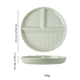 Maxbell Serving Platter Easy to Fill Practical 3 Compartments Porcelain Dinner Plate round green