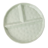 Maxbell Serving Platter Easy to Fill Practical 3 Compartments Porcelain Dinner Plate round green