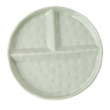 Maxbell Serving Platter Easy to Fill Practical 3 Compartments Porcelain Dinner Plate round green