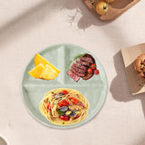 Maxbell Serving Platter Easy to Fill Practical 3 Compartments Porcelain Dinner Plate round green