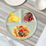 Maxbell Serving Platter Easy to Fill Practical 3 Compartments Porcelain Dinner Plate round green
