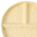 Maxbell Serving Platter Easy to Fill Practical 3 Compartments Porcelain Dinner Plate round yellow