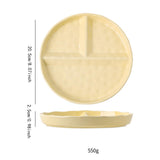 Maxbell Serving Platter Easy to Fill Practical 3 Compartments Porcelain Dinner Plate round yellow