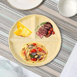 Maxbell Serving Platter Easy to Fill Practical 3 Compartments Porcelain Dinner Plate round yellow