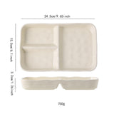 Maxbell Serving Platter Easy to Fill Practical 3 Compartments Porcelain Dinner Plate rectangle white