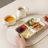 Maxbell Serving Platter Easy to Fill Practical 3 Compartments Porcelain Dinner Plate rectangle white