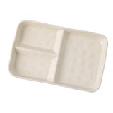 Maxbell Serving Platter Easy to Fill Practical 3 Compartments Porcelain Dinner Plate rectangle white