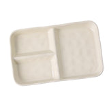 Maxbell Serving Platter Easy to Fill Practical 3 Compartments Porcelain Dinner Plate rectangle white