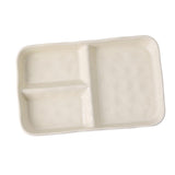 Maxbell Serving Platter Easy to Fill Practical 3 Compartments Porcelain Dinner Plate rectangle white