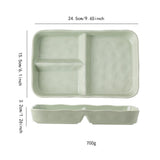 Maxbell Serving Platter Easy to Fill Practical 3 Compartments Porcelain Dinner Plate rectangle green