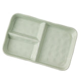 Maxbell Serving Platter Easy to Fill Practical 3 Compartments Porcelain Dinner Plate rectangle green