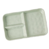 Maxbell Serving Platter Easy to Fill Practical 3 Compartments Porcelain Dinner Plate rectangle green