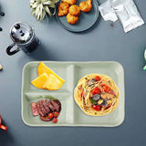 Maxbell Serving Platter Easy to Fill Practical 3 Compartments Porcelain Dinner Plate rectangle green