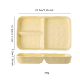 Maxbell Serving Platter Easy to Fill Practical 3 Compartments Porcelain Dinner Plate rectangle yellow