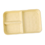 Maxbell Serving Platter Easy to Fill Practical 3 Compartments Porcelain Dinner Plate rectangle yellow