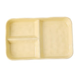 Maxbell Serving Platter Easy to Fill Practical 3 Compartments Porcelain Dinner Plate rectangle yellow