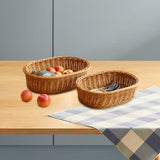 Maxbell Imitation Rattan Storage Basket Decor Woven Basket for Bedroom Bathroom Home 29cmx21cmx8cm