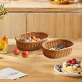 Maxbell Imitation Rattan Storage Basket Decor Woven Basket for Bedroom Bathroom Home 29cmx21cmx8cm