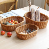 Maxbell Imitation Rattan Storage Basket Decor Woven Basket for Bedroom Bathroom Home 29cmx21cmx8cm