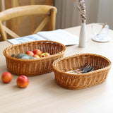 Maxbell Imitation Rattan Storage Basket Decor Woven Basket for Bedroom Bathroom Home 29cmx21cmx8cm
