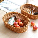 Maxbell Imitation Rattan Storage Basket Decor Woven Basket for Bedroom Bathroom Home 33cmx24cmx9cm