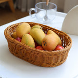 Maxbell Imitation Rattan Storage Basket Decor Woven Basket for Bedroom Bathroom Home 34cmx26cmx10cm