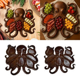 Maxbell Wood Octopus Charcuterie Platter for Family Gatherings Lightweight Versatile 30cmx30cm