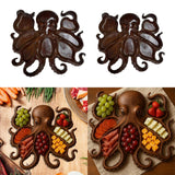 Maxbell Wood Octopus Charcuterie Platter for Family Gatherings Lightweight Versatile 30cmx30cm