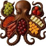 Maxbell Wood Octopus Charcuterie Platter for Family Gatherings Lightweight Versatile 25cmx25cm