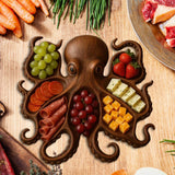 Maxbell Wood Octopus Charcuterie Platter for Family Gatherings Lightweight Versatile 25cmx25cm