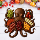 Maxbell Wood Octopus Charcuterie Platter for Family Gatherings Lightweight Versatile 25cmx25cm