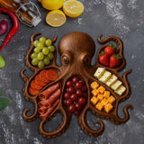 Maxbell Wood Octopus Charcuterie Platter for Family Gatherings Lightweight Versatile 25cmx25cm