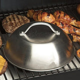 Maxbell Stainless Steel Pan Lid Practical Griddle Cover for Outdoor Barbecue Kitchen