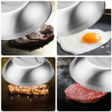 Maxbell Stainless Steel Pan Lid Practical Griddle Cover for Outdoor Barbecue Kitchen