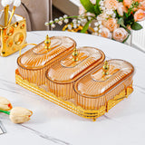 Maxbell Snack Serving Tray 3 Compartments Platter Candy Plate for Candy Nuts
