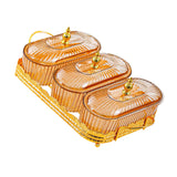 Maxbell Snack Serving Tray 3 Compartments Platter Candy Plate for Candy Nuts