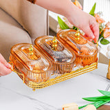 Maxbell Snack Serving Tray 3 Compartments Platter Candy Plate for Candy Nuts
