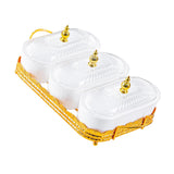 Maxbell Snack Serving Tray 3 Compartments Platter Candy Plate for Candy Nuts
